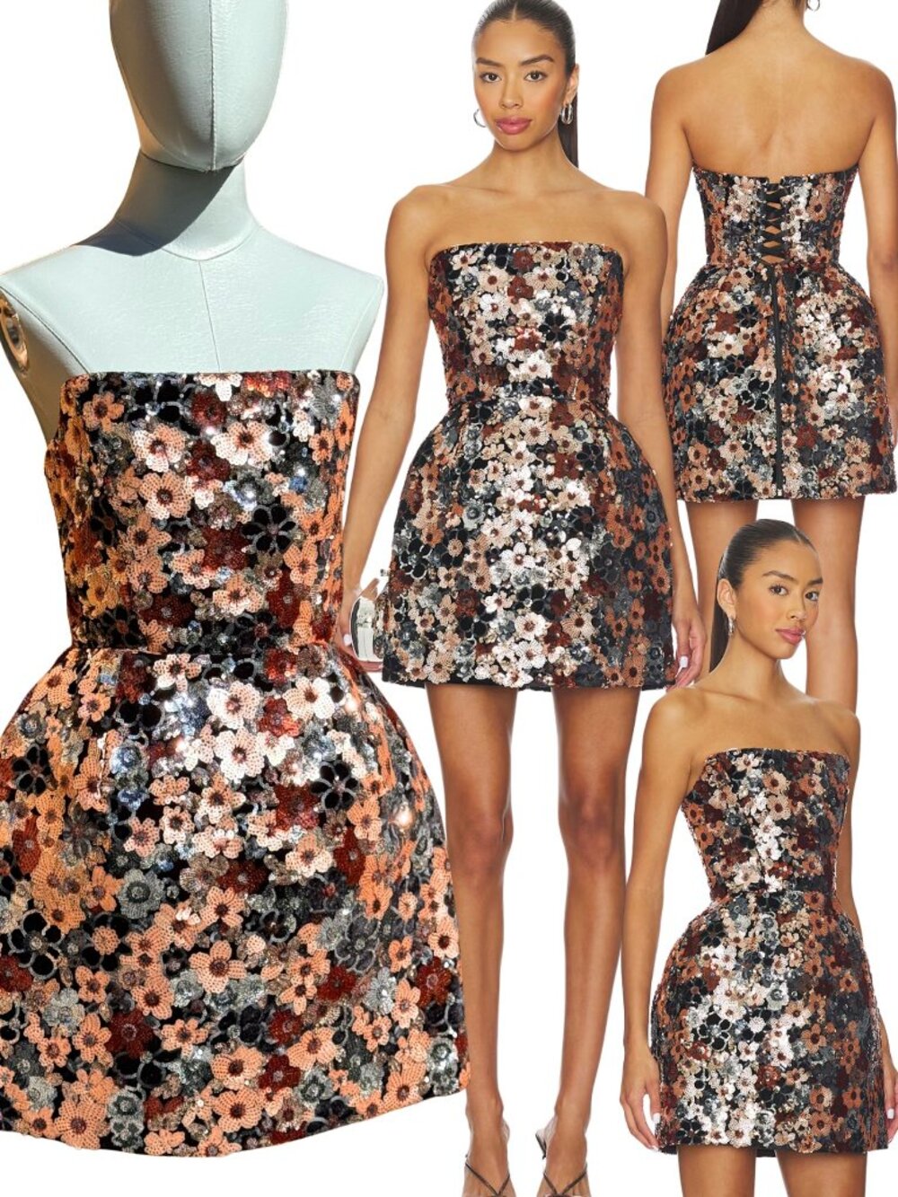 🆕 BRONX & BANCO 🧿 NWOT Maraya Floral Sequin Mini Dress, Pink Multi, Sz S US 4